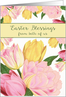 From both of us, Easter Blessings, Tulips card