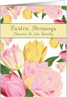 Deacon and his Family, Easter Blessings, Scripture, Tulips card