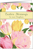 To our Chaplain, Easter Blessings, Scripture, Tulips card