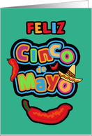 Feliz Cinco de Mayo, Chili Pepper, Sombrero card