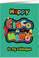Happy Cinco de Mayo, To my Colleague, Chili Peppers, Sombrero card