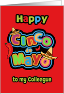Happy Cinco de Mayo, To my Colleague, Chili Peppers, Sombrero card