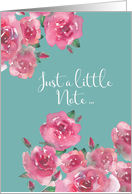 Just a little Note, Thinking of You, Watercolor Roses card
