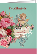 Name Customizable, Happy First Mother’s Day, Vintage Angel and Roses card