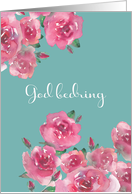 God Bedring, Get Well Soon in Norwegian, Watercolor Roses card