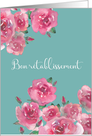 Get Well Soon in French, Bon Rtablissement, Watercolor Roses card