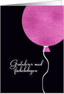 Happy Birthday in Norwegian, Pink Glitter/Foil effect card