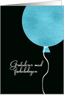 Happy Birthday in Norwegian, Blue Glitter/Foil effect card