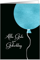 Happy Birthday in German, Blue Glitter/Foil effect Balloon card