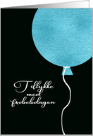 Happy Birthday in Danish, Blue Glitter/Foil effect Balloon card