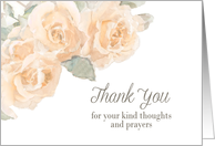 Thank You, Kind Thoughts and Prayers, Cream Watercolor Roses card