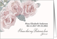 Customizable Christian Invitation Memorial Service, Watercolor Roses card