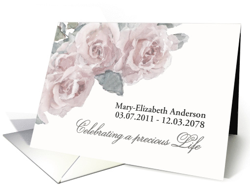 Customizable Invitation Celebration of Life, Watercolor Roses card