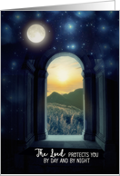 The Lord protects You by Day and by Night, Psalm 121, Moon and Sun card