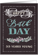 55 Years Young, Happy Birthday, Retro Design, Black Background card