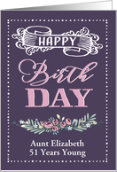 Relationship, Age Customizable, Happy Birthday, Retro Design, Purple card