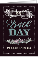 You are invited, 95th Birthday Party, Retro Design, Black card