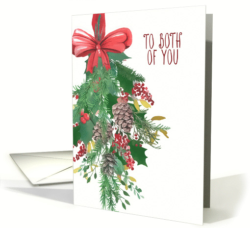 To Both of You, Merry Christmas, Wreath, Watercolor card (1487776)