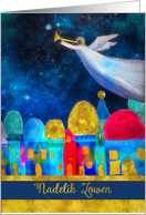 Merry Christmas in Cornish, Nadelik Lowen, Angel, Gold-Effect card