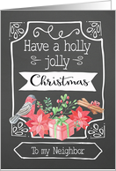 To my Neighbor, Holly Jolly Christmas, Word-Art, Chalkboard effect card