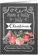 Customizable, Holly Jolly Christmas, Bird, Poinsettia, Chalkboard card