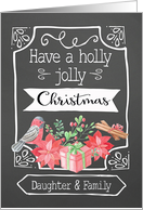 Daughter and Family, Holly Jolly Christmas, Bird, Poinsettia card