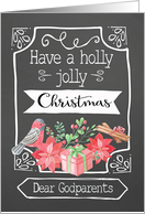 Dear Godparents, Holly Jolly Christmas, Bird, Poinsettia card