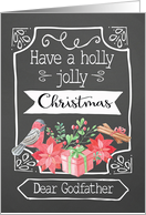 Dear Godfather, Holly Jolly Christmas, Bird, Poinsettia card