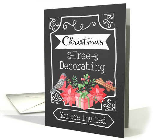 Christmas Tree Decorating, Invitation, Chalkboard Design card