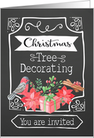 Christmas Tree Decorating, Invitation, Chalkboard Design card