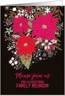 Christmas Family Reunion Invitation, Poinsettias, Painting card