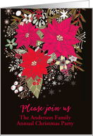 Customize, Christmas Party Invitation, Poinsettias, Painting card