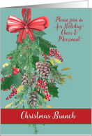 Christmas Brunch, Invitation, Hanging Wreath, Painting card