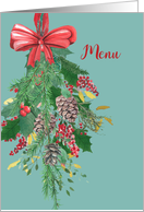 Menu, Christmas Party, Hanging Wreath card