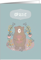 Thank You in Italien, Grazie, Cute Bear, Illustration card