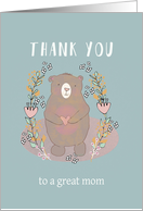 Thank You, Mom, Cute Bear, Illustration card