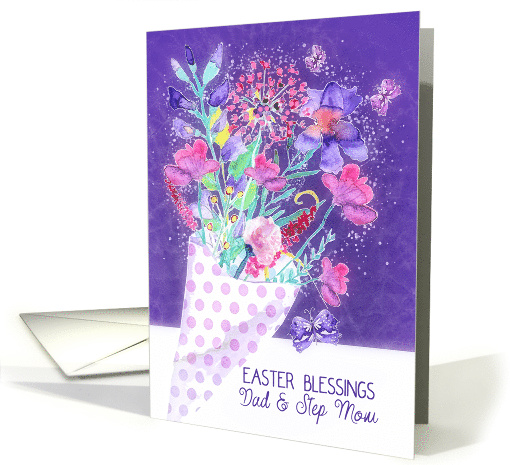 Dad and Step Mom, Easter Blessings, Spring Bouquet card (1513866)