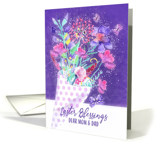 Mom and Dad, Easter Blessings, Spring Bouquet card (1513870)