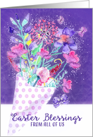 From all of Us, Easter Blessings, floral Bouquet, Christian card