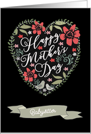 Babysitter, Happy Mother’s Day, Heart and Flowers card