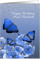 Customizable, Birthday, Blue Roses and Blue Butterflies card