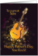 To a great Son, You Rock, Happy Father’s Day, Retro, Gold-Effect card