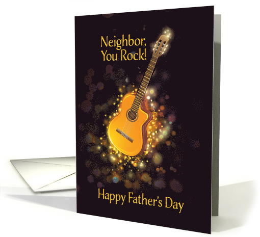 To my Neighbor, You Rock, Happy Father's Day, Retro, Gold-Effect card