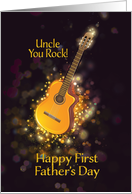 Uncle, You Rock, Happy 1st Father’s Day, Gold-Effect, Guitar card