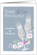 Name Customizable, Happy Silver Anniversary, Champagne card