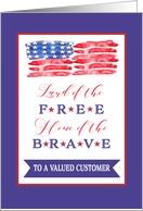 To a valued Customer, Happy 4th of July, Stars and Stripes card