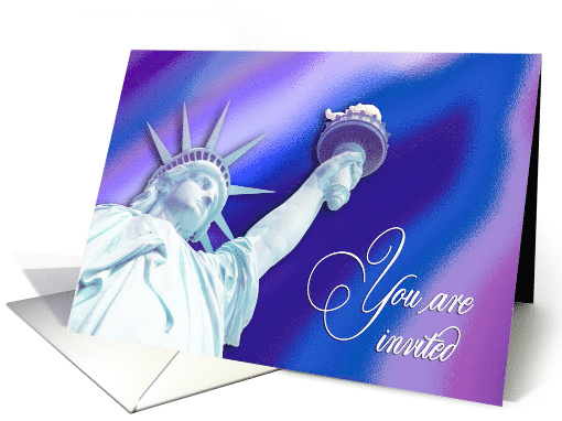 You are invited, Fourth of July, Statue of Liberty, Foil Effect card