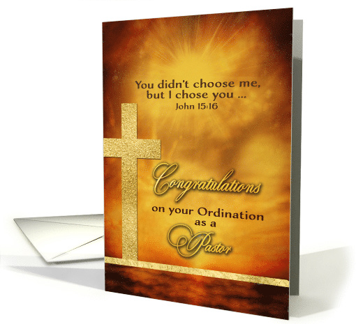 Congratulations, Ordination, Pastor, Scripture, Gold-Effect card