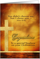 To my Nephew, Congratulations, Ordination, Scripture, Gold-Effect card