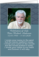 Customizable, Photo Card Invitation, Celebration of Life Service, Blue card